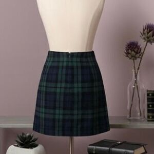 Kate-Kasin Women's Mini Skirt Black and Green Plaid